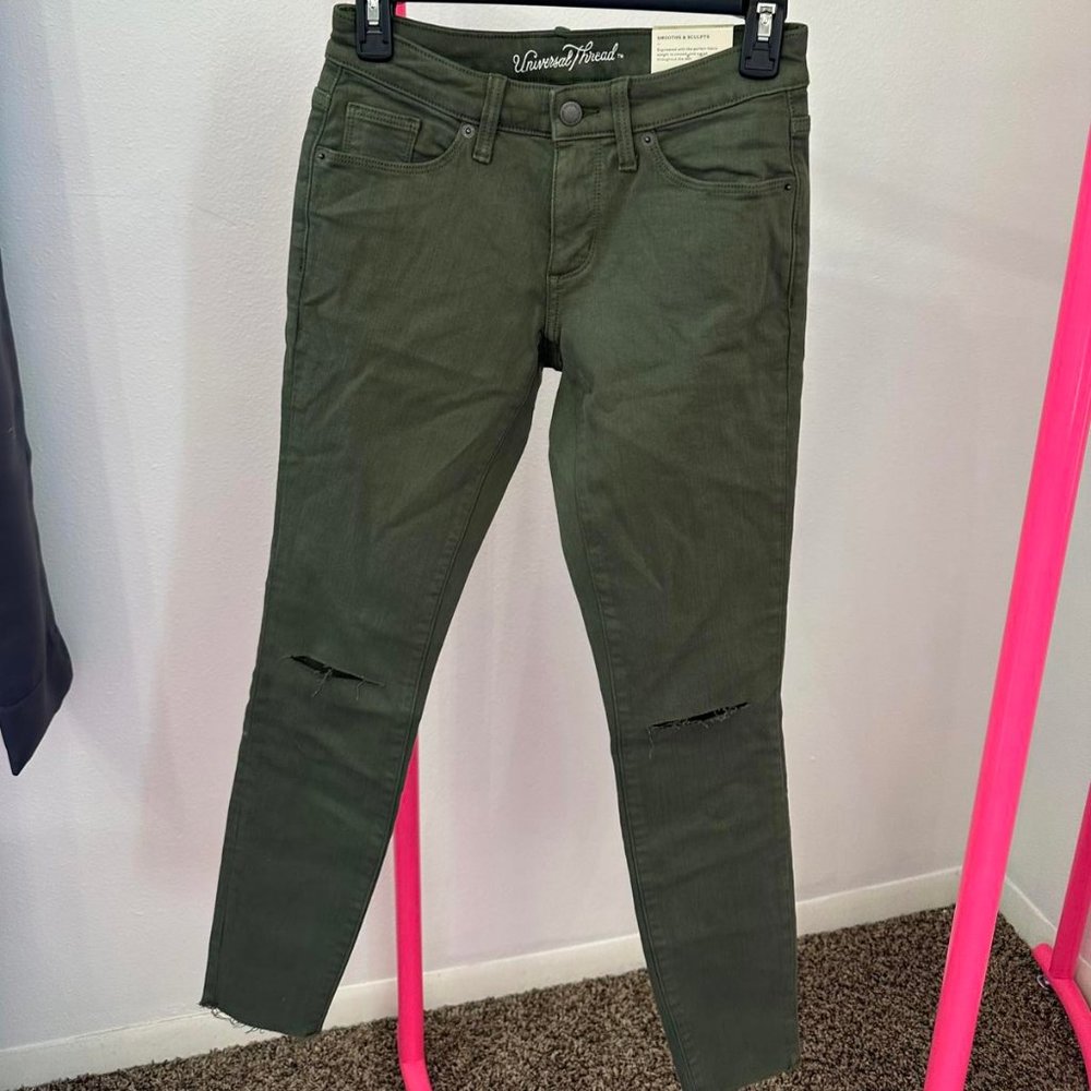 UNIVERSAL THREAD MID-RISE WITH KNEE SLIT ANKLE SKINNY SIZE 25